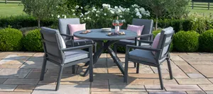 4 Seat Round Aluminium Dining Set Grey